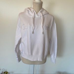 Calvin Klein Hoodie Sweatshirt Size S White